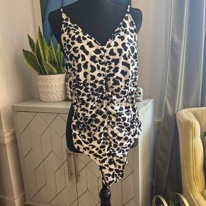 Pierre Cardin Black and White Animal Print Swimsuit/Bodysuit